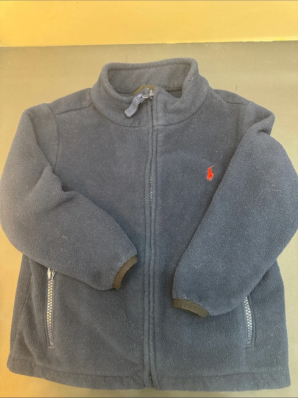 Ralph Lauren Navy Fleece Jacket with Red Pony Logo